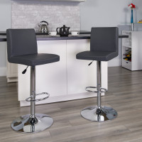Flash Furniture CH-92066-GY-GG Contemporary Gray Vinyl Adjustable Height Barstool